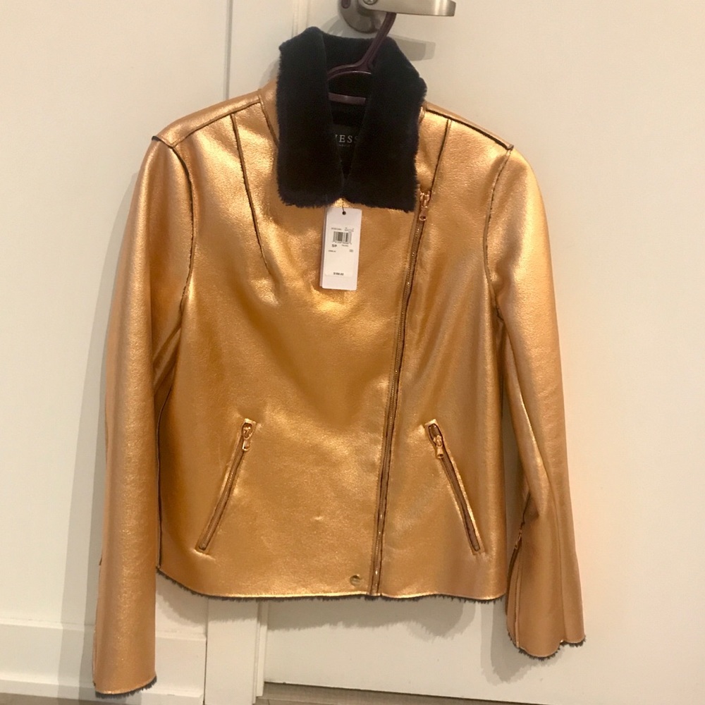 NWT Guess Metallic Zipper Jacket